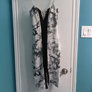 Black and white marble spaghetti strap dress